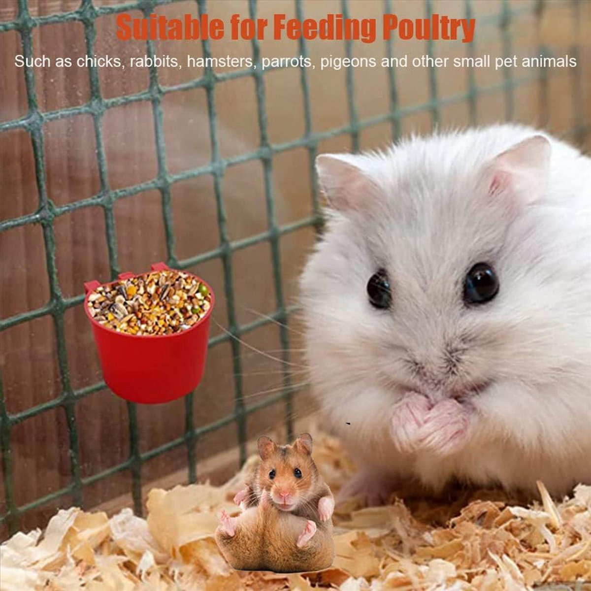 40Pcs Chickens Feeders for Cage,Hanging Chicken Water Feeder Cup, Plastic Birds Feeders Seed Bowl,