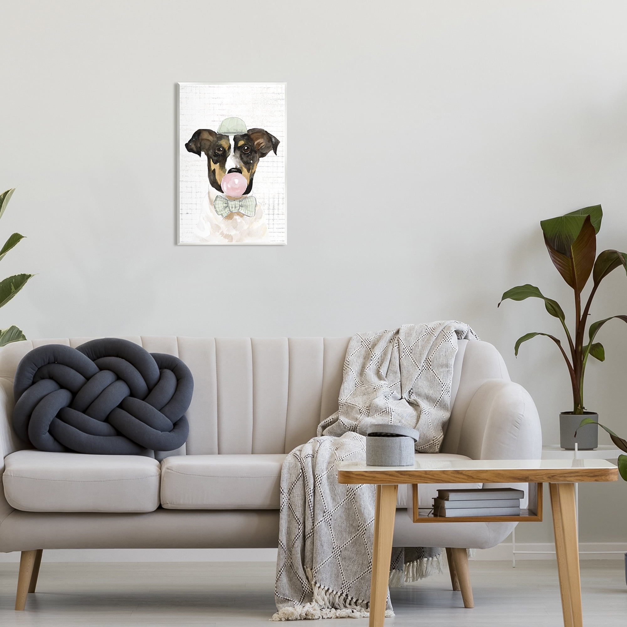 Stupell Industries Dog with Bowtie Patterned Animals & Insects Painting Unframed Art Print Wall Art, 13 x 19