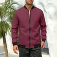thumbnail image 2 of Cmfcve Men's Zip up Bomber Jacket Ribbed Collar Lightweight Long Sleeve Jacket Fall Fashion Baseball Coat Outerwear with Pockets, 2 of 9