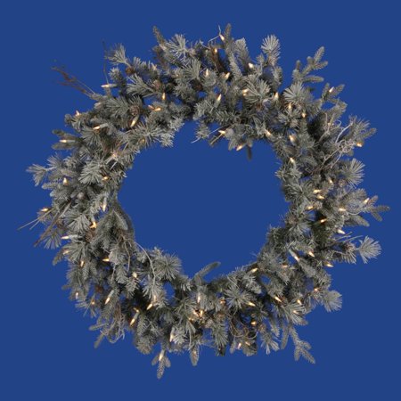 Vickerman 36" Prelit Frosted Wistler Fir Artificial Christmas Wreath - Clear Dura Lights
