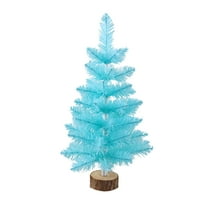 dajkiuy Artificial Christmas Tree, 18 Inch Blue Tabletop Christmas Tree with Wooden Stand, for Indoor Outdoor Home Holiday Decoration