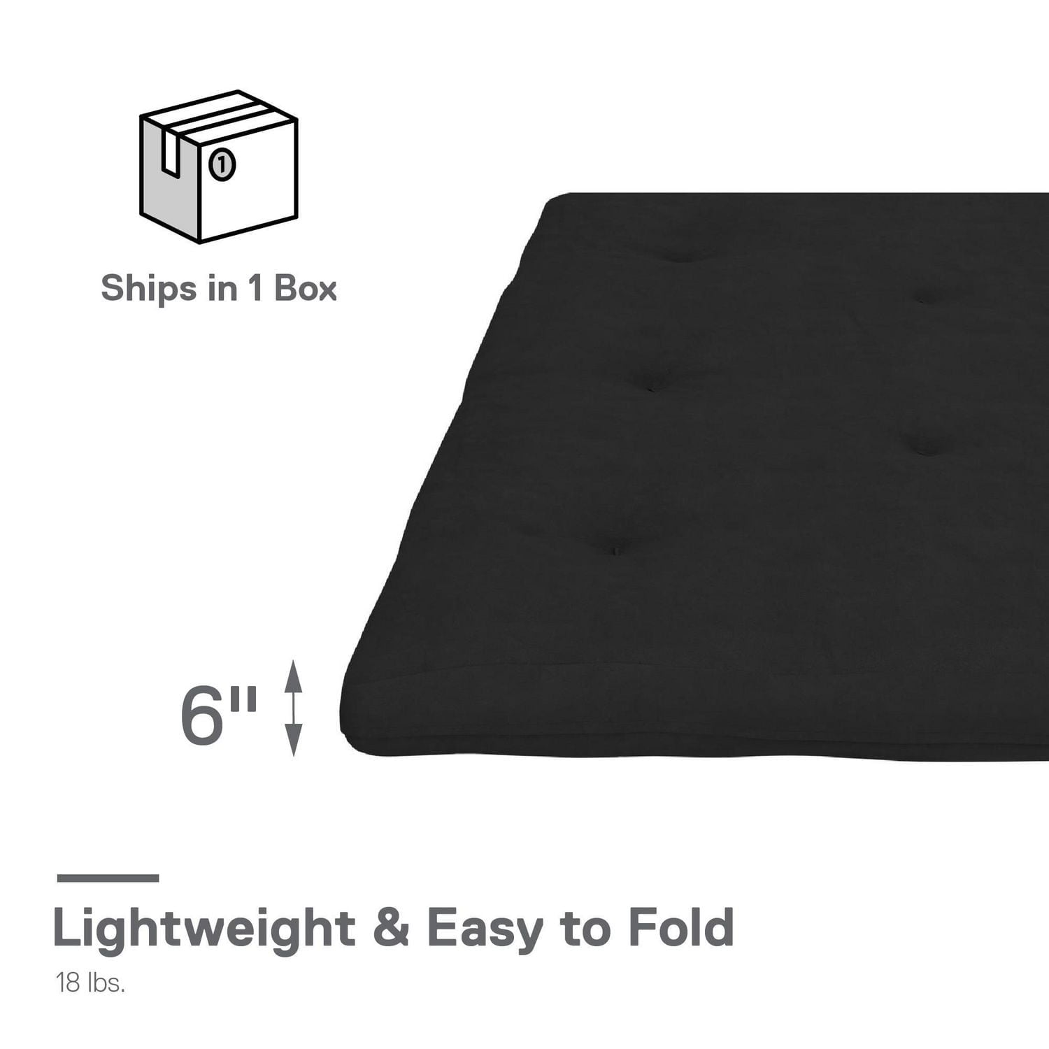 Matelas futon de 6 pouces Kali de DHP, deux places