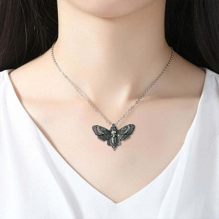 LEUCHTEN Skull Gothic Butterfly Pendant Necklace Rock Emo Goth