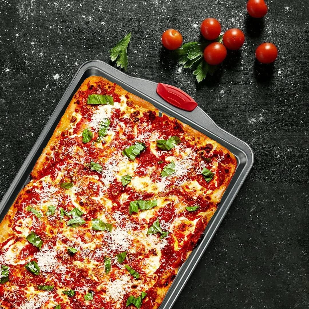 Premium Nonstick Baking Sheet Pans – Set of 3, Heavy-Gauge Carbon Steel, Warp, Dent, and Rust-Resistant – Gourmet Rimmed Half Cookie Sheet Trays, Non-Toxic for Exceptional Baking Performance