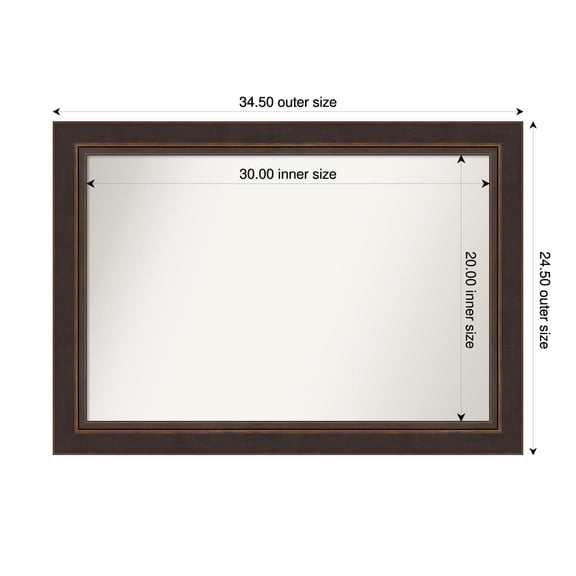 Amanti Art Custom Wall and Bathroom Mirror (24.5 x 34.5 in.), Lara Bronze Frame