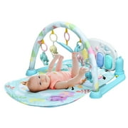 Gymax Baby Gym Play Mat 3 in 1 Fitness Music and Lights Fun Piano Activity Center Blue