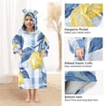 thumbnail image 3 of FORMRS Wearable Blanket Hoodie with Sleeves for Kids Cozy Flannel Sweatshirt, Light Blue Lemon, 3 of 7