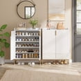 thumbnail image 4 of Tribesigns Shoe Cabinet for Entryway, 25 Pairs Shoe Cabinets with Doors, 5-Tier Wood Shoes Rack Organizer, White and Gold, 4 of 5