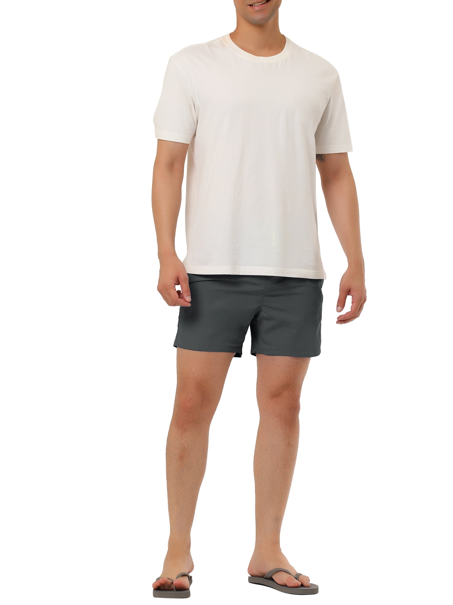 Unique Bargains Men's Summer Beach Shorts Mesh Lining Drawstring Waist Swim Shorts 34 Gray
