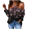 thumbnail image 1 of Camisas Para Mujer Flores Estampado Cuello en V Manga Larga Halter Erógeno Hombro Camiseta Casual Tops Blusa Odeerbi ODB125053, 1 of 5