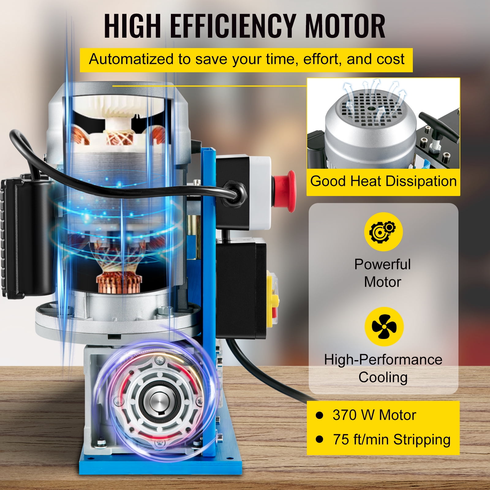 KFFKFF Wire Stripper Machine, 0.06-1.5 inch, Powered Wire Stripper Machine 11 Channels 10 Blades, Automatic Wire Stripping Tool 75ft/minute