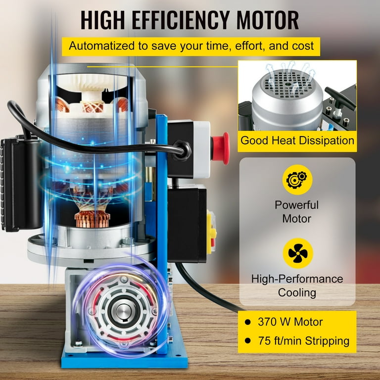 VEVOR Cable Wire Stripping Machine 0.06 inch 1.5 inch Portable Powered Wire Stripper Machine 11 Channels 10 Blades Automatic Wire Stripping Tool