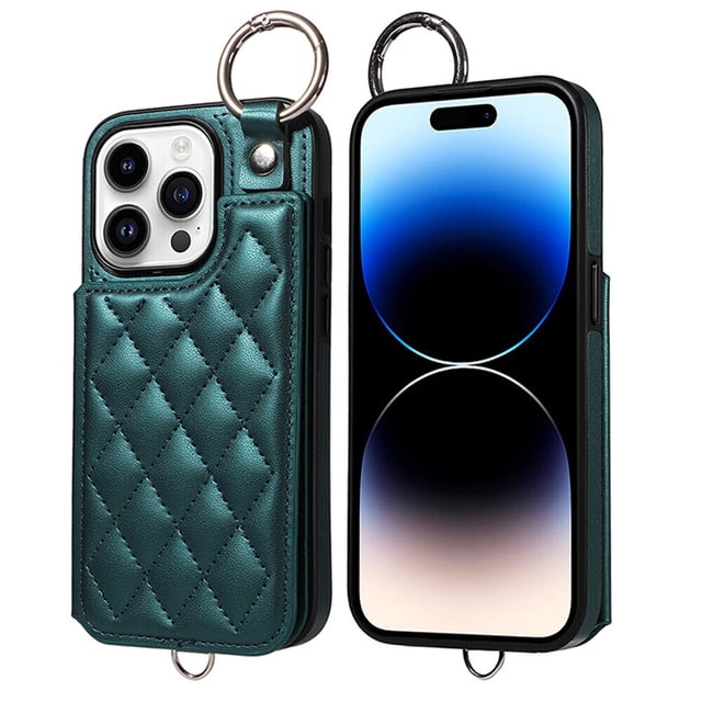 iPhone 14 PRO MAX Case ,Card Slots Leather Wrist Strap Phone Cover for iPhone 14 PRO MAX