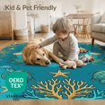 thumbnail image 4 of ODIKA 8'x10' Washable Area Rug Octopus Marine Educational Turtle Fish Motifs Ocean Underwater Refined for King Size Bedroom Under Bed, Master Suite, Non-Shedding, Easy Care, 4 of 7