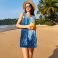 thumbnail image 3 of Xecao Vagues Abstraites de l'Océan pour Robes d'Été pour Femmes Robes Décontractées de Plage Robes Sans Manches T-Shirt Robe Évasée avec Poches, 3 of 7