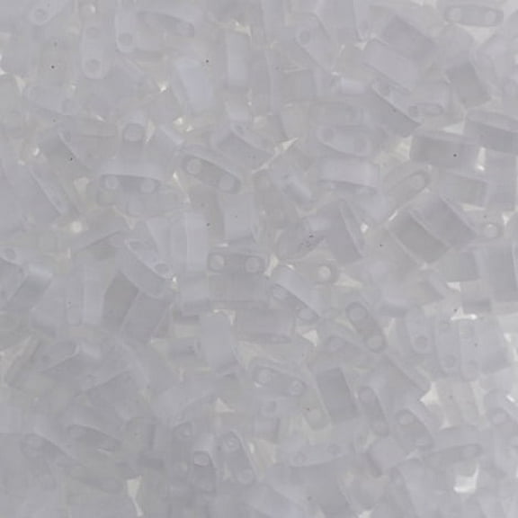 Miyuki Half Tila Cut 5x2.3mm (5.2g) 2-Hole Beads Transparent Matte Crystal HTL131FR