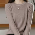 thumbnail image 4 of Womens Thin Knitted Sweaters, Fall Sweaters for Women Lightweight Casual Fleece Solid Color Crewneck Long Sleeve Pullover S-2XL, 4 of 5