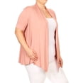 thumbnail image 2 of Women's Casual Open Front Short Sleeve Cardigan Lightweight Solid Layering Top Dusty Rose 1X, 2 of 6