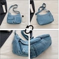thumbnail image 6 of Sunyuer Washed Denim Crossbody Bag for Women, Large Capacity Multi Pocket Casual Shoulder Handbag, Vintage Adjustable Strap Messenger Purse, Trendy Daily Hobo Bag, 6 of 7