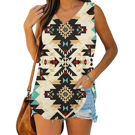 Xixinqiwan Women Tops,Summer Tops for Women Plus Size Sleeveless V Neck Tshirt Loose Fit Casual Tank Tunic Blouse Tee