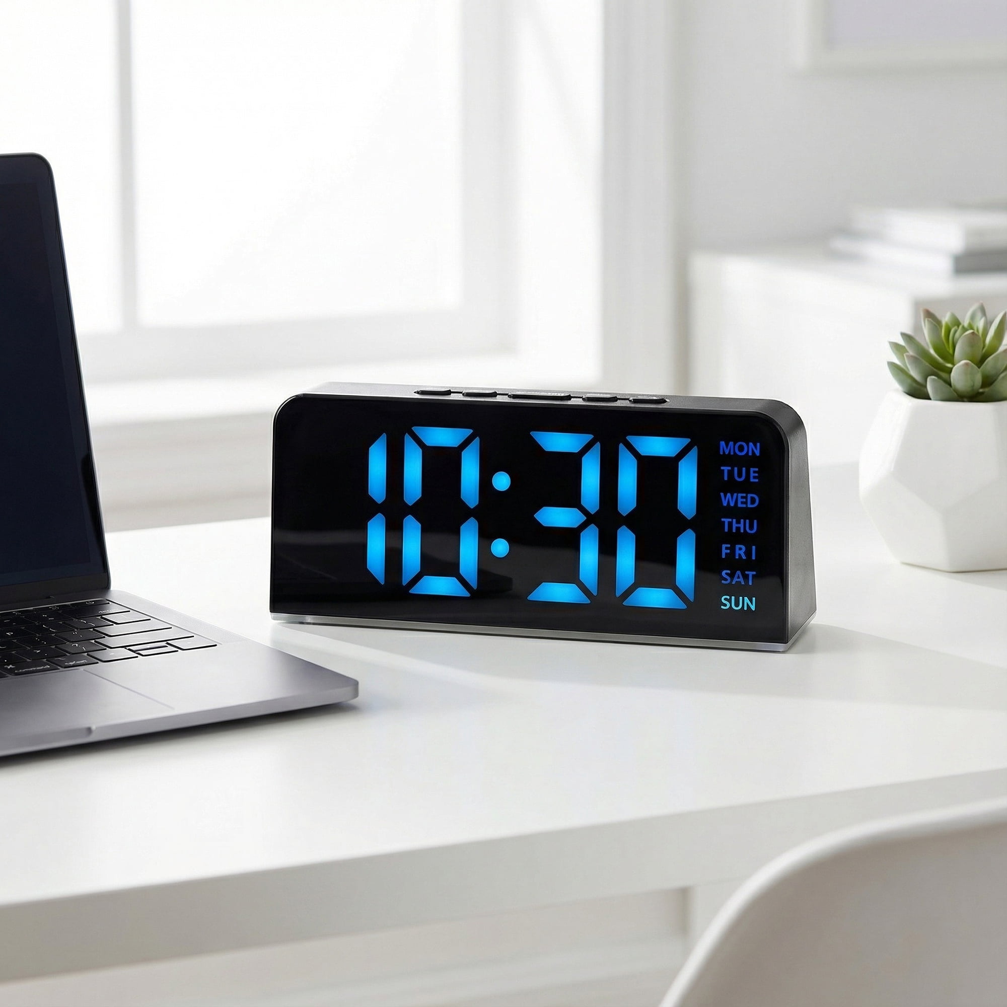 Unique Bargains Dimmable Dual Alarm Clock with Snooze Function 6.3" x 1.6" x 2.6"