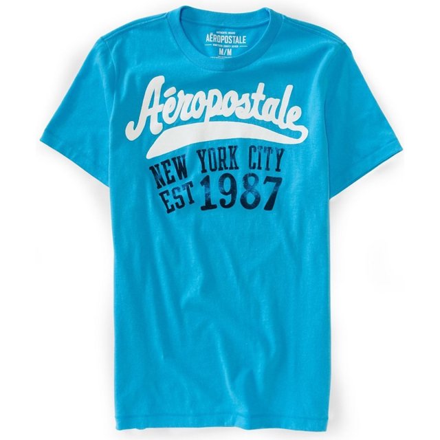 Aeropostale - Camiseta gráfica para hombre Nyc Aero, azul, pequeña