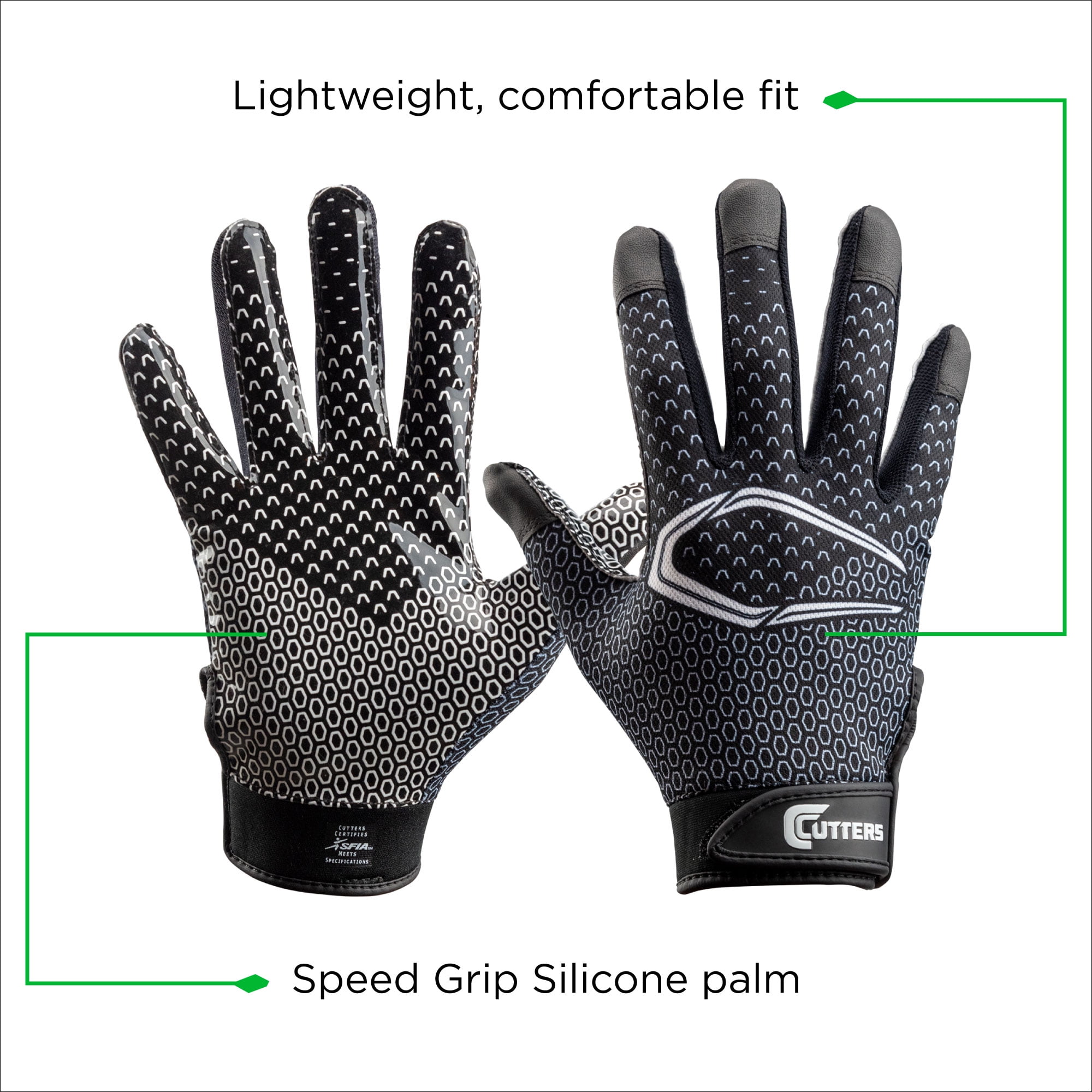 grey cutters football gloves