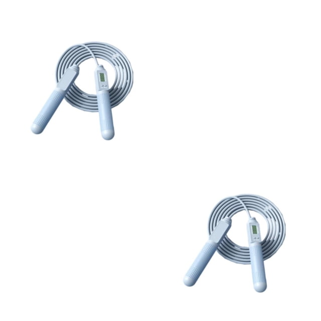 Greeniant Cuerda de saltar de PVC, repuesto portátil, mango antideslizante, Color sólido, para interiores y exteriores, Control de botones, Azul Cable 2Conjunto