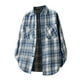 thumbnail image 2 of Blusa y camisa de manga larga con cuello vuelto para hombre, blusa informal a cuadros a la moda con botones y cuello vuelto, blusa de poliéster para hombre, 2 of 5