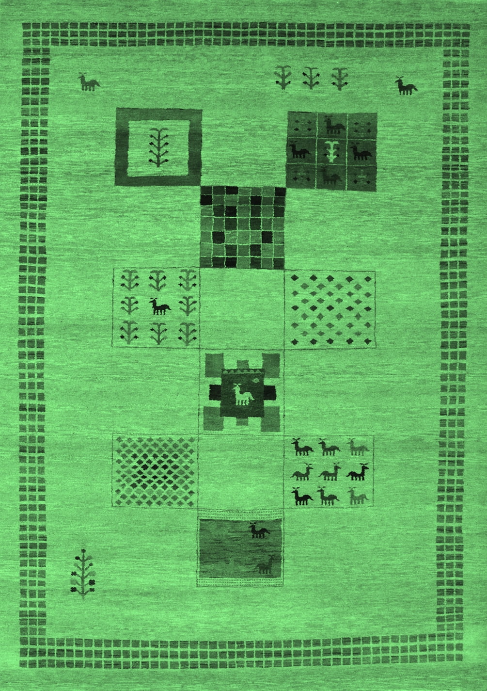 Rectangle Rug 2d Ahgly Company Indoor Rectangle Abstract Emerald Green Contemporary Area ...