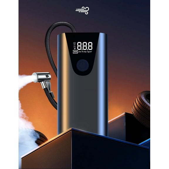 CVLNCYCLING Clearance Portable Tire Inflator,Tire Inflator Air Pump for Car,Tire Inflator Portable Compressor Tire Pump With Power Included 7800mAh Battery 12v Adapter for Cars, Bike & Motorcycle