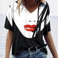thumbnail image 4 of Women's Figure Graphic Print T-Shirt,Short Sleeve Trendy Blouse 2023 V Neck Casual Tunic Tops Loose Comfy Summer T-shirt, 4 of 5