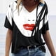 thumbnail image 1 of ICHUANYI Clearance Womens Summer Casual Printing V Neck Short Sleeve Loose Tops Blouses(Red, S) ICHUANYI WER2023081506838, 1 of 5