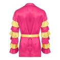 thumbnail image 4 of Sxiwei Mens Rumba Samba Dance Costume Long Sleeve Coat Tunic with Belt for Carnival Halloween Party Hot Pink 3XL, 4 of 7