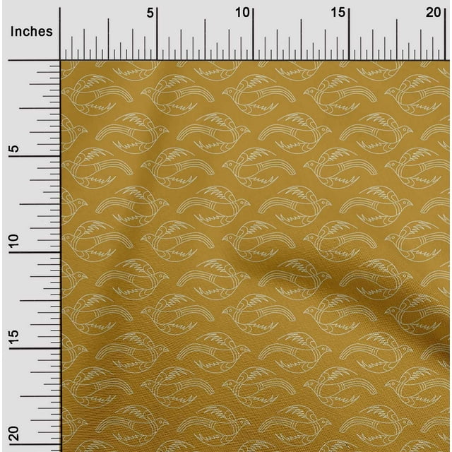 oneOone Georgette Viscose Fabric Bird Artistic Sashiko Printed Craft Fabric BTY 42 Inch Wide