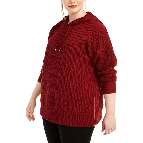 Ideology Womens Plus Cozy Comfy Hoodie Red 2X