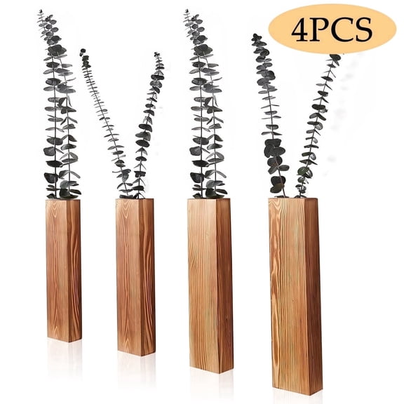 Kabuer Modern Farmhouse Wooden Wall Pocket Planters, 4-Pack