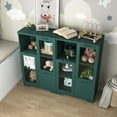 thumbnail image 5 of Hearthora Modern Green MDF Painted Storage Cabinet with Glass Doors and Drawer, Adjustable Shelves for Living Room, Bedroom, Office, 5 of 7