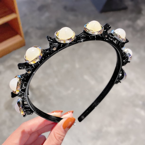 Diademas para mujer, diadema cuadrada con perlas y diamantes de imitación, horquilla rota, accesorios para el cabello, una banda