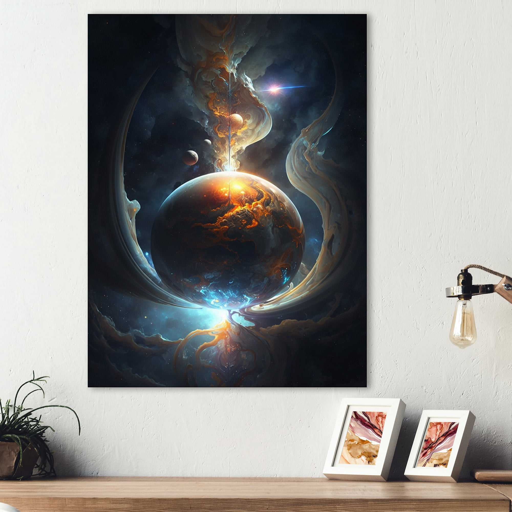 Designart Deep Space Planet Fusion IV Canvas Wall Art