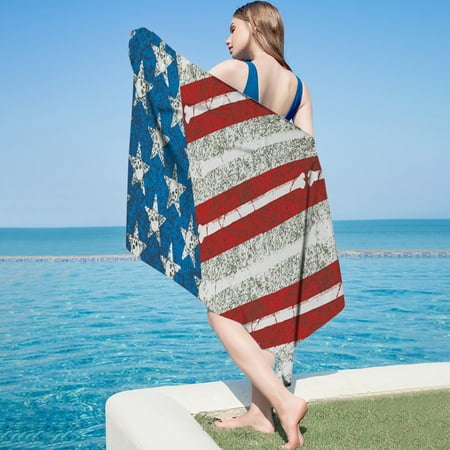 

Womail American Flag Beach Towel Oversized USA Beach Towels Lightweight Striped Pool SPA Towels Quick Dry 60x30 Inch Travel Beach Towels