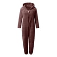 thumbnail image 4 of Combinaison à Manches Longues Pyjamas Casual Hiver Chaude Vêtements de Nuit - Rouge XXXL, 4 of 6