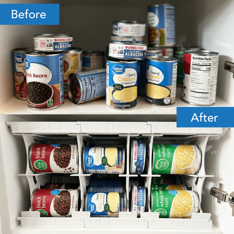 FIFO Mini Can Tracker Stores up to 30 Cans | Rotates First in First Out |  Storage for Home Cupboard, Pantry and Cabinet | Organize Your Kitchen | 4