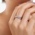 thumbnail image 3 of Flydeer Multi-Layer Crossover Design with White Zirconia 925 Sterling Silver Geometric Openwork Ring Minimalist Stackable Jewelry for Women in Her Size 8, 3 of 9