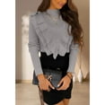 thumbnail image 3 of Women's Ruffle Sweaters Mock Neck Fall Fitted Pullover Sweater Tops, 3 of 5