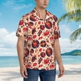 thumbnail image 3 of Balery Skull rock record music heart Camisas hawaianas de manga corta para hombre, camisas playeras de corte holgado, camisas de vacaciones con botones,XX-Large, 3 of 7