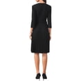 thumbnail image 3 of INSPIRE CHIC Women's Pleated Dress 3/4 Sleeve V Neck Belted 2026 Elegant Work A-Line Dresses XL Black, 3 of 5