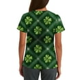 thumbnail image 3 of St. Patrick's Day Womens Scrub Top Irish Shamrock Printed Short Sleeve Nursing Working Uniform Stretchy V Neck Festival Scrub Shirts, 3 of 3