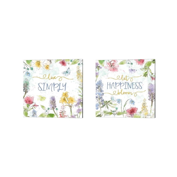 Great Art Now Spring Splash by Katie Pertiet 2 Piece Canvas Art Set Each 14"W x 14"H