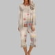 thumbnail image 1 of Puntoco Conjunto de pijama cómodo de dos piezas con cuello redondo y manga larga para mujer Puntoco Puntoco-3703, 1 of 5